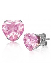 SALE - 5mm auskarai ,,Hearts" su pusbrangiu akmeniu